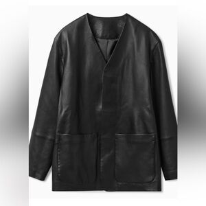 NWOT Cos leather collarless jacket, unisex , 40 Regular